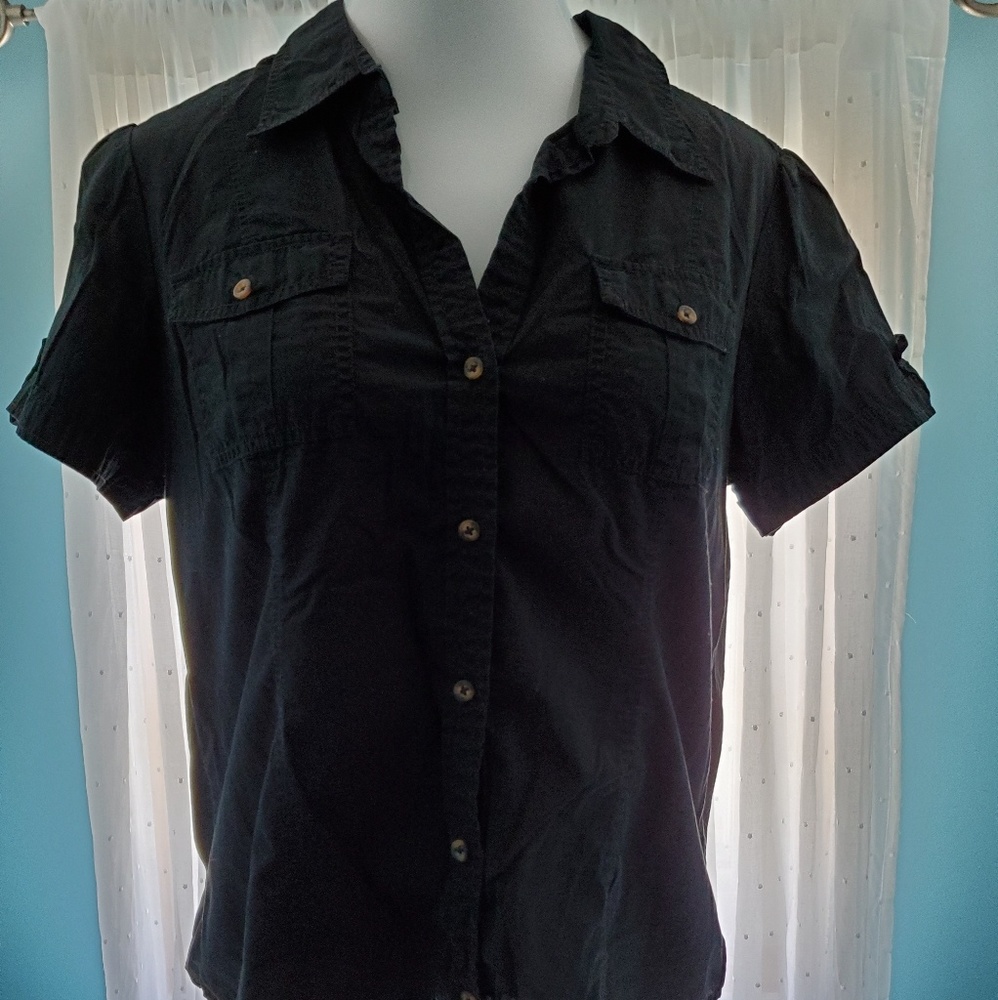 Women's Black Button Down Shirt
